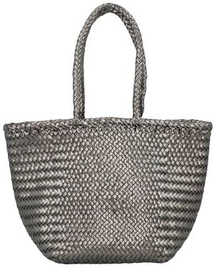 Dragon Diffusion Grace Basket Small Leather Top Handle Bag - Metallic