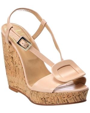Roger Vivier Leather Wedge Sandal - Metallic