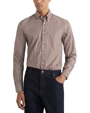 Reiss Guyton Stripe Button D Formal Shirt - Blue