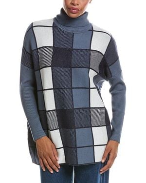 Joseph A Turtleneck Pullover Poncho - Blue
