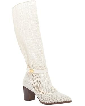 Dior Synthetic Empreinte Montaigne Mesh Heeled Boot (Authentic Pre- Loved) - White