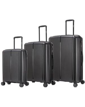 DUKAP 3pc Airley Lightweight Expandable Hardside Spinner Luggage Set - Black
