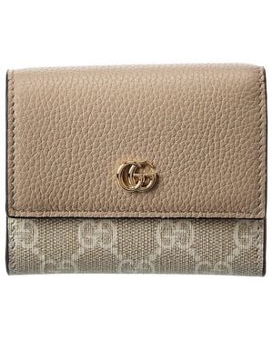 Gucci Gg Marmont Gg Supreme Canvas & Leather Card Holder - Natural