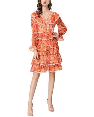 BURRYCO Long Sleeve Midi Dress - Red