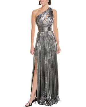Marchesa Metallic Lame One-Shoulder