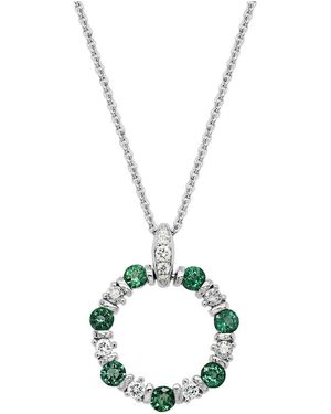 Gemstones 14K Diamond .20 Ct. & .45 Ct. Emerald Pendant Necklace - Metallic