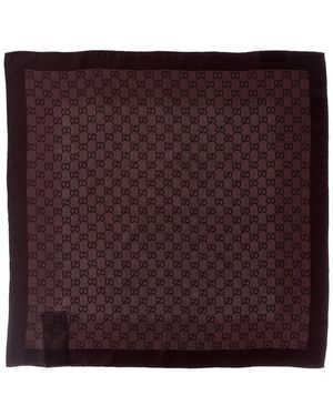 Gucci Gg Silk Twill Jacquard Carre - Purple