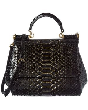 Tiffany & Fred Paris Python-embossed Leather Satchel - Black
