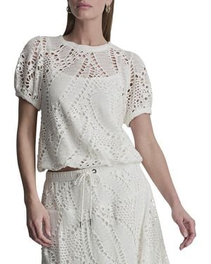 DKNY Crochet Leaf Top - Grey