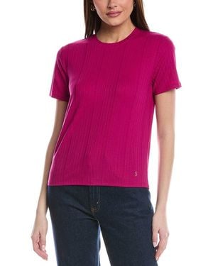 St. John Sleek Rib Jersey Knit Top - Red
