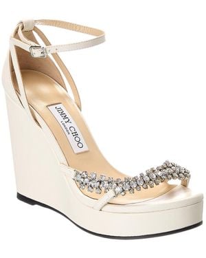 Jimmy Choo Bing 120 Leather Wedge Sandal - White