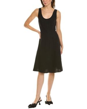 Vince Paneled Linen-blend Tank A-line Dress - Black
