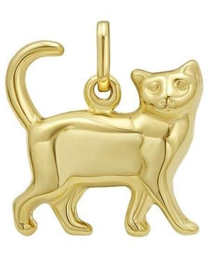Italian Gold 14K Cat Charm Pendant - Metallic