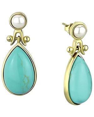 Alamode Jewelry Plated Stainless Steel Earring - Green