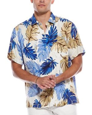 Tommy Bahama Ferona Fronds Silk Camp Shirt - Blue