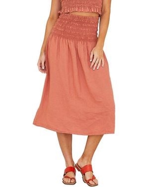 Bella Dahl Smocked Midi Skirt - Orange