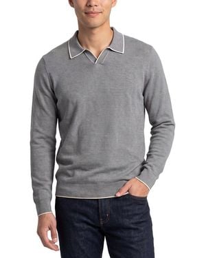 RAFFI Johnny Collar Silk-Blend Polo Shirt - Grey