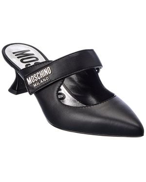 Moschino Logo Leather Pump - Black