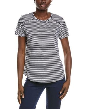 Jones New York Buttoned Shoulder T-Shirt - Grey