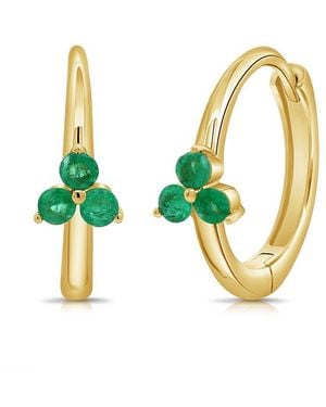 Sabrina Designs 14K 0.31 Ct. Tw. Diamond & Emerald Hoop Earrings - Green