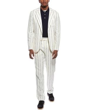 Brunello Cucinelli 2Pc Wool, Linen, & Silk-Blend Suit With Pleated Pant - White