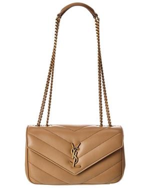 Saint Laurent Loulou Small Leather Shoulder Bag - Natural