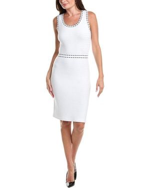 St. John Ticking Trim Dress - White