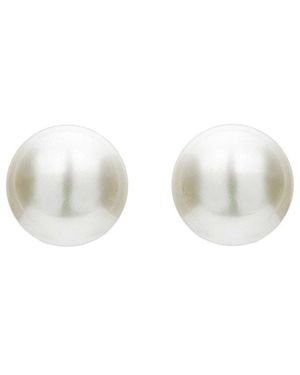 Genevive Jewelry Silver 9mm Pearl Studs - White