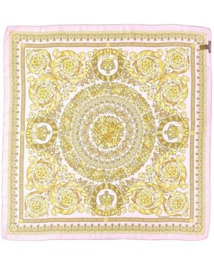 Versace Barocco Print Silk Scarf - Metallic