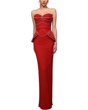 Dilireba Sleeveless Embellished Maxi Dress - Red