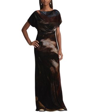 Lafayette 148 New York Bateau Neckline Floor Length Silk-blend Dress - Black
