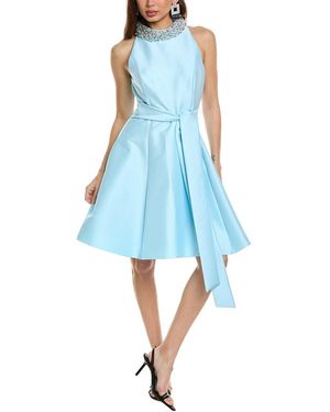 Badgley Mischka Beaded Collar Dress - Blue