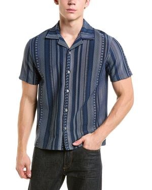 Reiss Aztek Texture Print Top - Blue