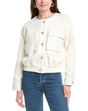 Grey Lab Linen-Blend Bomber Jacket - White