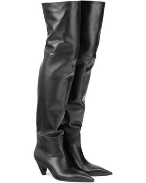 Agl Attilio Giusti Leombruni Knife Leather Over The Knee Boot - Black