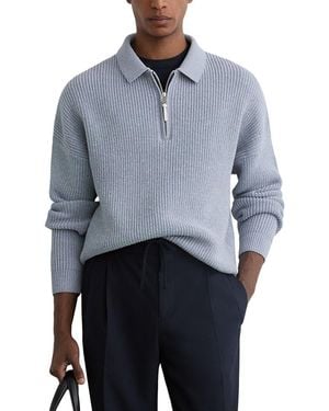 Reiss Prop Half Zip Ribbed P Jumper - Blue