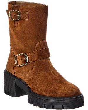 Stuart Weitzman Soho Moto Suede Bootie - Brown