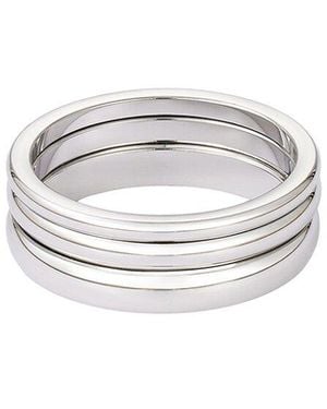 Adornia Silver Plated Stainless Steel Tarnish-resistant Stacking Band Ring Set - White