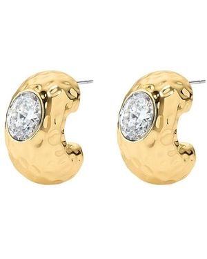 Electric Picks Hamptons 14K Plated Cz Hoop Earrings - Metallic