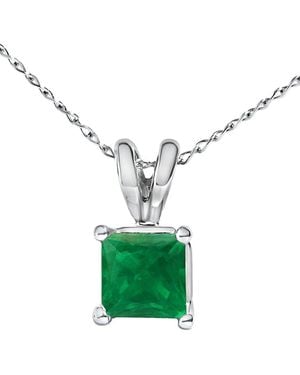 Haus of Brilliance Colourful Gemstones 14k 0.50 Ct. Tw. Emerald Pendant Necklace - Green