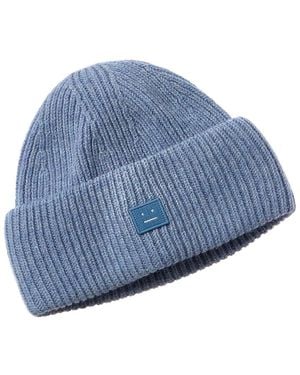 Acne Studios Logo Wool Beanie - Blue