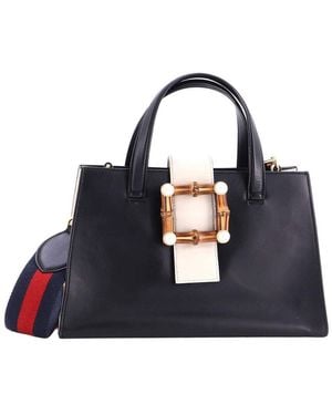 Gucci Bamboo Buckle Tote Small (authentic Pre-loved) - Blue