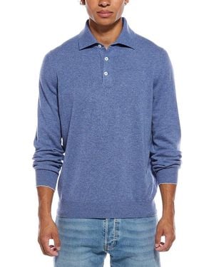 Brunello Cucinelli Knit Cashmere Polo Shirt - Blue