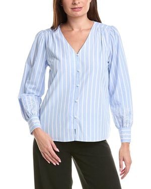 Jones New York V-Neck Blouse - Blue
