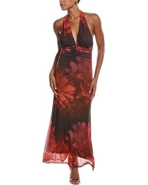 Bardot Elera Printed Mesh Maxi Dress - Red