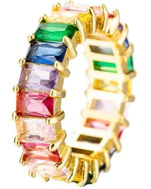 Eye Candy LA 18k Plated Rainbow Cz Crystal Ring - Metallic