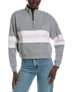 Vintage Havana Vintage Fleece Colourblock Quarter Zip Pullover - Grey