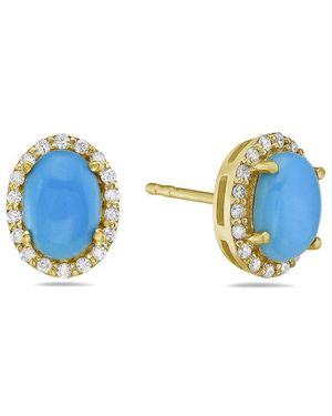 Forever Creations USA Inc. Forever Creations 14k 1.80 Ct. Tw. Diamond & Turquoise Halo Studs - Blue