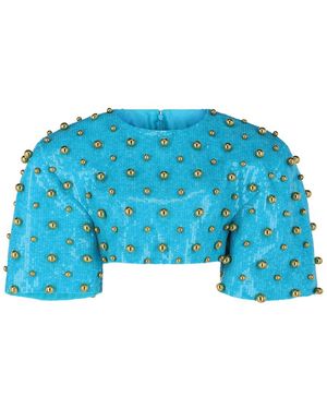 Gucci Embellished Crop Top - Blue