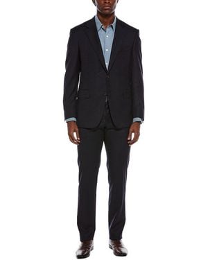 Canali 2Pc Wool-Blend Suit With Flat Front Pant - Black